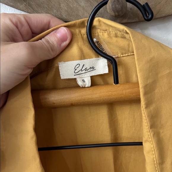 Elan Yellow Puff Shoulder Bubble Sleeve Button Front Tiered Maxi Midi Dress S - Picture 6 of 6